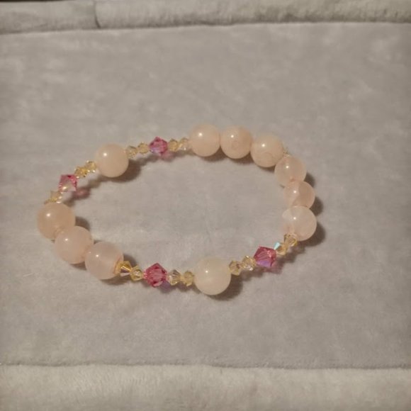 Rose quartz and swarovski bracelet - Picture 1 of 1